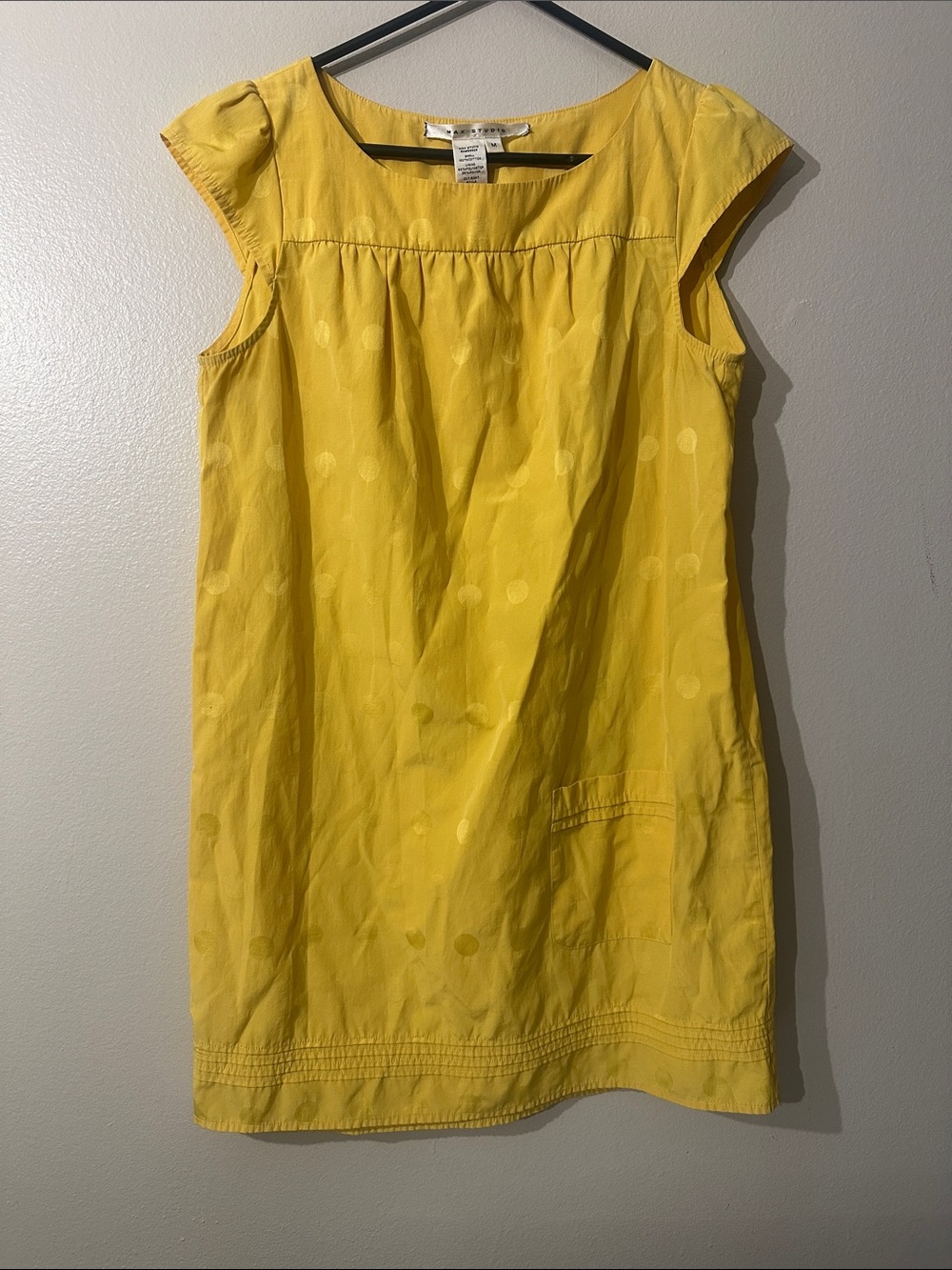 Max studio Yellow Girls' Cap-Sleeve Shift Dress Sz M